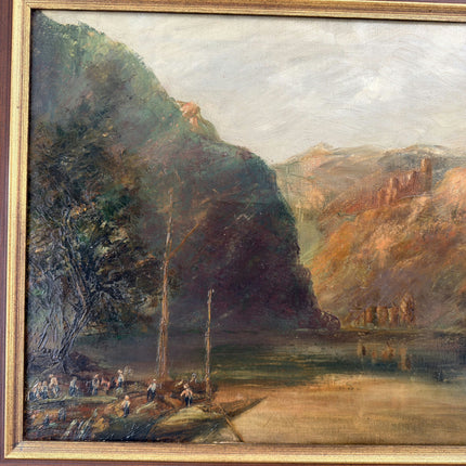 19th Century Antique Landscape Oil Painting "River Gorge" Art Holland Art Shop