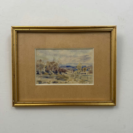 Authentic Landscape Aquarel "Framed Painting" Original Small Art Holland Art Shop