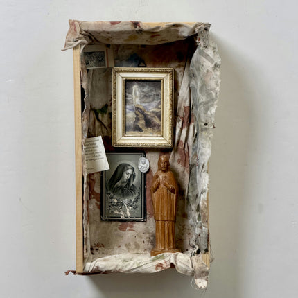 Elegant Mixed Media "Wooden Saint" Original Small Art Holland Art Shop