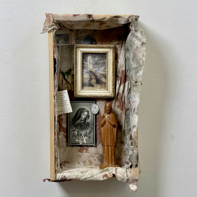 Elegant Mixed Media "Wooden Saint" Original Small Art Holland Art Shop