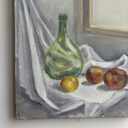 Handcrafted Still Life Oil Painting "Green Bottle" Expressive Small Art Holland Art Shop