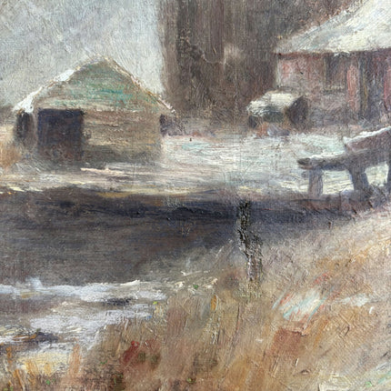 Vintage Winter Landscape Oil Painting "Snowy Barn" Elegant Art Holland Art Shop