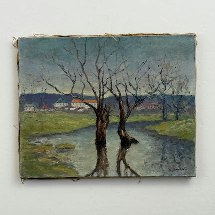 Detailed Landscape Oil Painting "Pairing Trees" Authentic Artwork Holland Art Shop