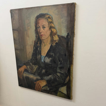 Timeless Portrait Oil Painting "Seated Woman" Authentic Large Art Holland Art Shop