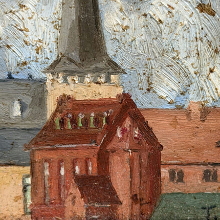 Refined Cityscape Oil Painting "Church Steeple" Elegant Small Art Holland Art Shop