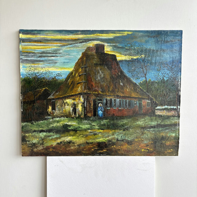 Original Landscape Oil Painting "Thatched Cottage" Expressive Art Holland Art Shop
