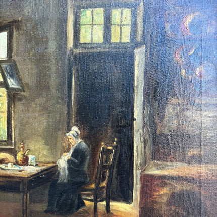 Vintage Interior Oil Painting "Seated Woman" Handcrafted Artwork Holland Art Shop