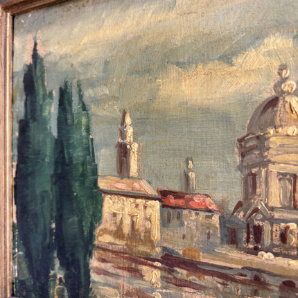 Handcrafted Cityscape Oil Painting "Domed Building" Timeless Small Artwork Holland Art Shop