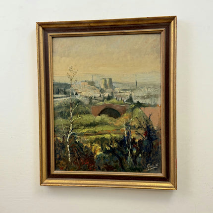 Original Landscape Oil Painting "Stone Bridge" Vintage Artwork Holland Art Shop