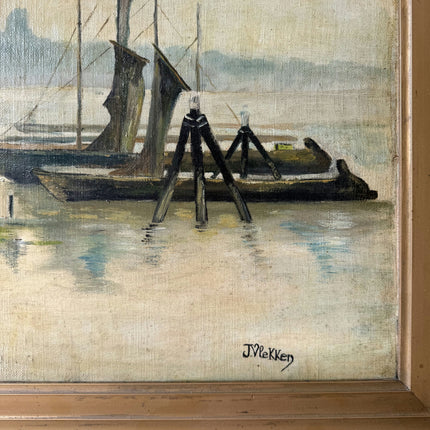 Vintage Landscape Oil Painting "Sailing Windmill" Expressive Large Artwork Holland Art Shop