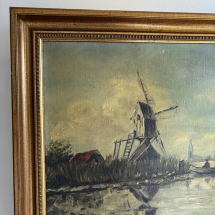 Detailed Landscape Oil Painting "Windmill Tower" Rustic Artwork Holland Art Shop