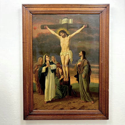 Vintage Religious  Oil Painting "Crucified Christ" Classic Large Artwork Holland Art Shop