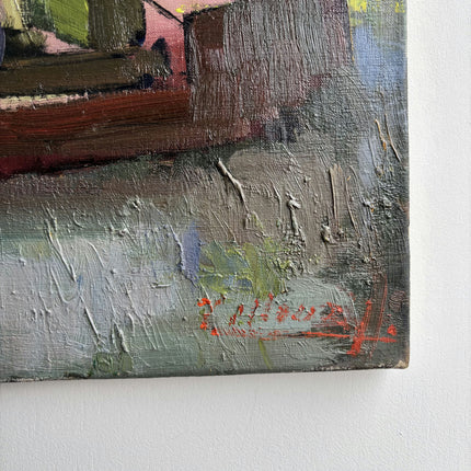 Elegant Harbor Scene Oil Painting "Docked Boats" Timeless Art Holland Art Shop