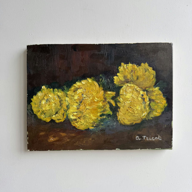 Refined Floral Still Life Oil Painting "Yellow Roses" Rustic Small Art Holland Art Shop