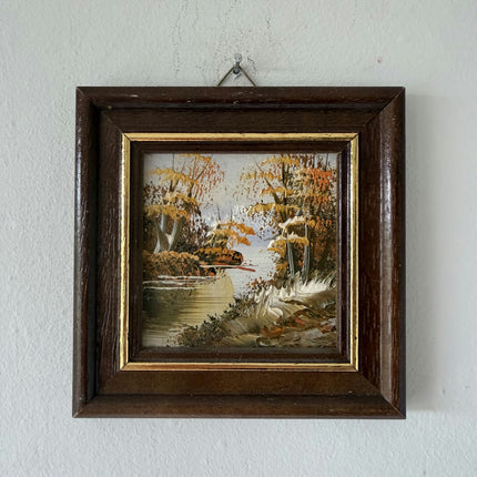 Handcrafted Landscape Oil Painting "Autumn River" Classic Small Artwork Holland Art Shop