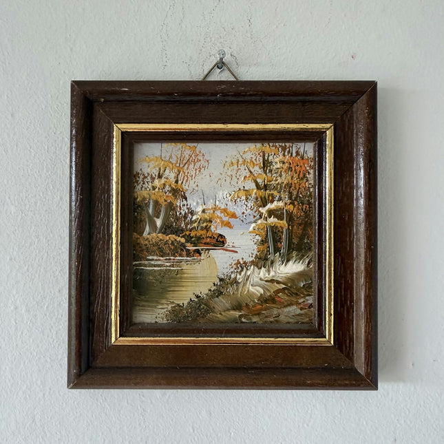 Handcrafted Landscape Oil Painting "Autumn River" Classic Small Artwork Holland Art Shop