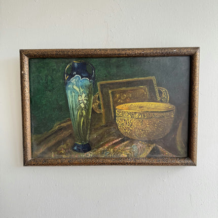 Original Still Life Oil Painting "Decorative Vase" Refined Small Art Holland Art Shop