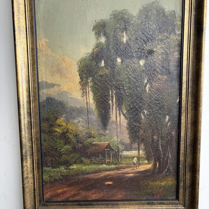 Detailed Landscape Oil Painting "Country Road" Vintage Artwork Holland Art Shop