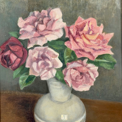 Handcrafted Still Life Oil Painting "Pink Roses" Expressive Art Holland Art Shop