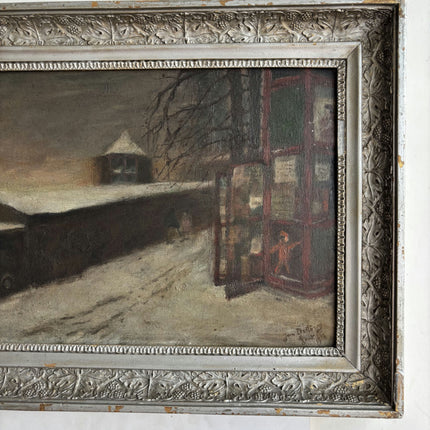Elegant Cityscape Oil Painting "Silver Frame" Vintage Artwork Holland Art Shop