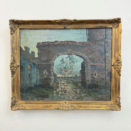 1919 Antique Landscape Oil Painting "Gilded Frame" Art Holland Art Shop