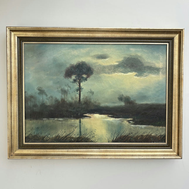 Detailed Landscape Oil Painting "Lone Tree" Authentic Large Art Holland Art Shop