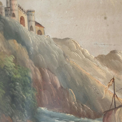 Antique Seascape Oil Painting "Gilded Frame" Elegant Small Art Holland Art Shop