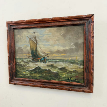 Authentic Seascape Oil Painting "Sailing Boat" Refined Art Holland Art Shop
