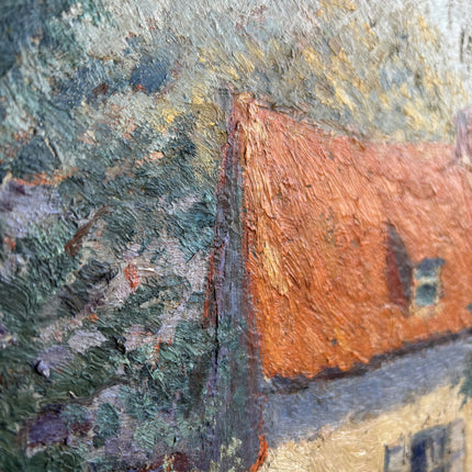 Rustic Farm Oil Painting "Red Roof" Refined Artwork Holland Art Shop
