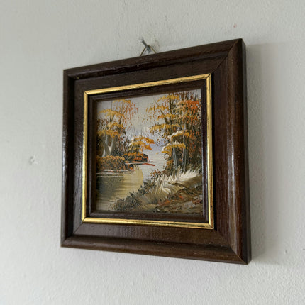 Handcrafted Landscape Oil Painting "Autumn River" Classic Small Artwork Holland Art Shop