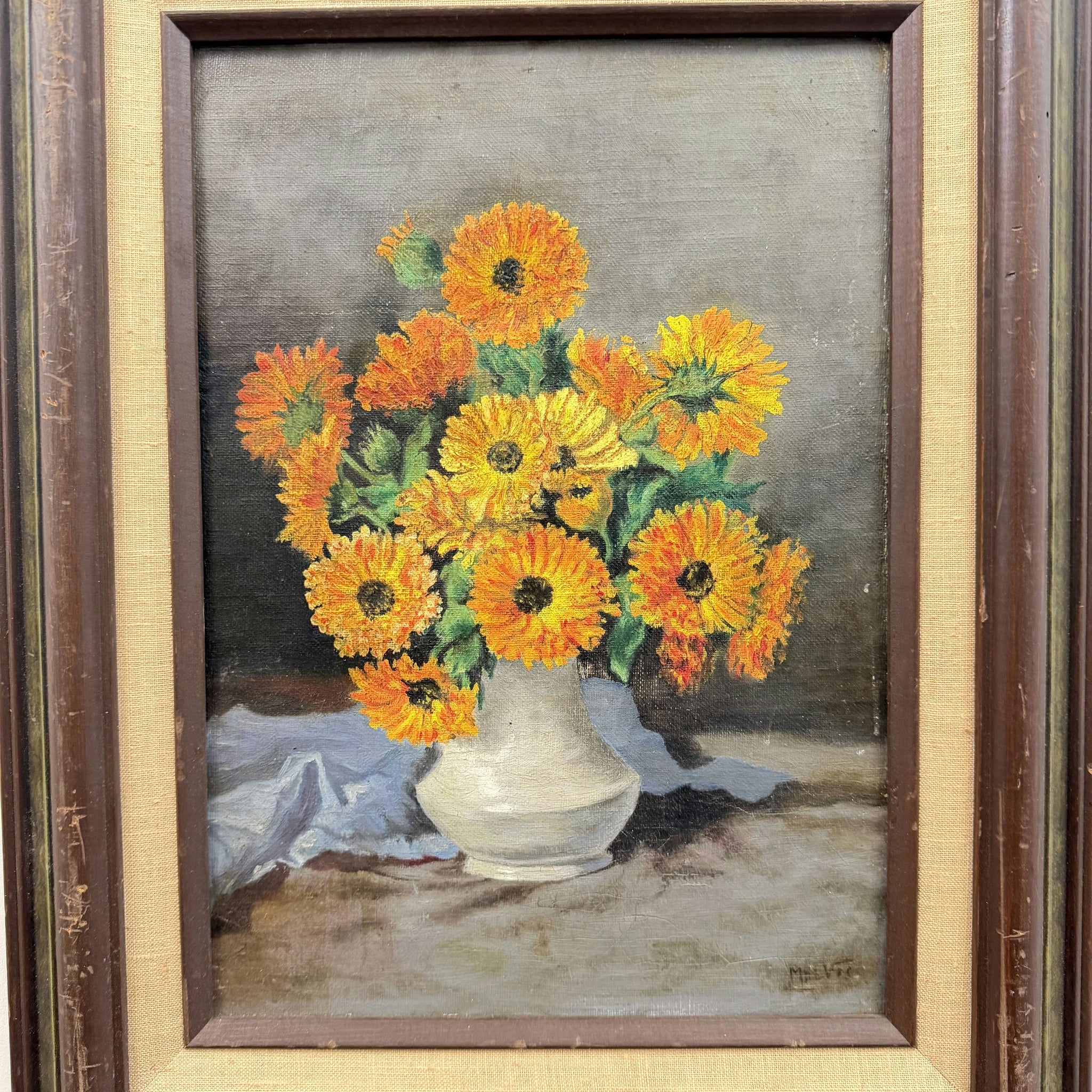 Handcrafted Flowery Still Life Oil Painting 