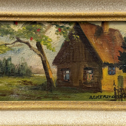 Timeless Landscape Oil Painting "Thatched Cottage" Handcrafted Small Art Holland Art Shop