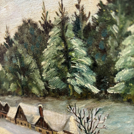 Refined Winter Landscape Oil Painting "Snowy Village" Rustic Art Holland Art Shop