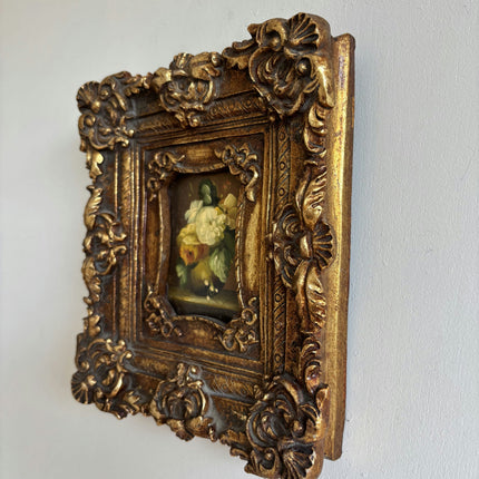 Handcrafted Floral Still Life Oil Painting "Gilded Frame" Small Artwork Holland Art Shop