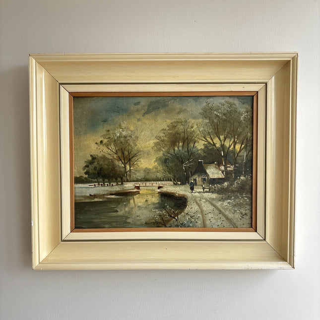 Handcrafted Winter Landscape Oil Painting "Framed Painting" Detailed Dutch  Art Holland Art Shop