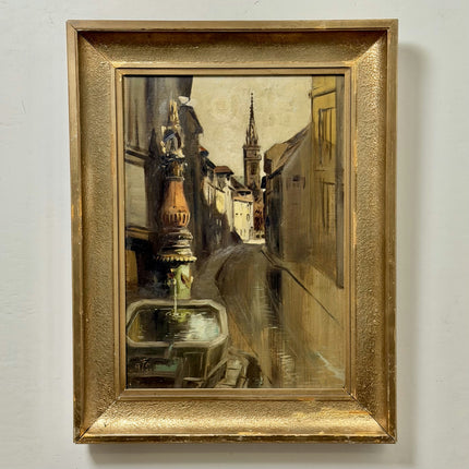 Original Still Life Oil Painting "Street Fountain" Refined Artwork Holland Art Shop