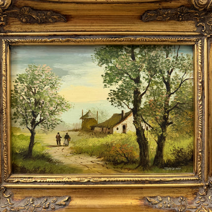 Timeless Landscape Oil Painting "Gilded Frame" Rustic Small Artwork Holland Art Shop