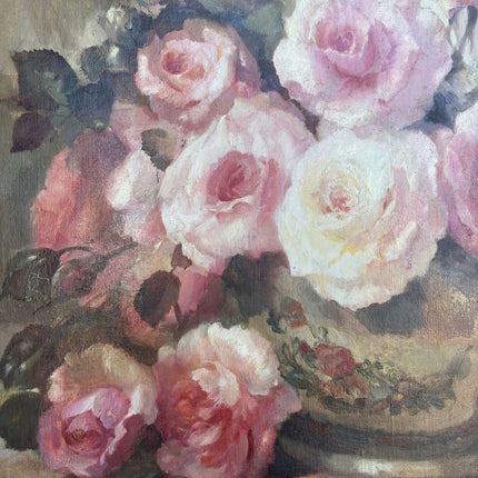 Elegant Floral Still Life Oil Painting "Pink Roses" Expressive Art Holland Art Shop