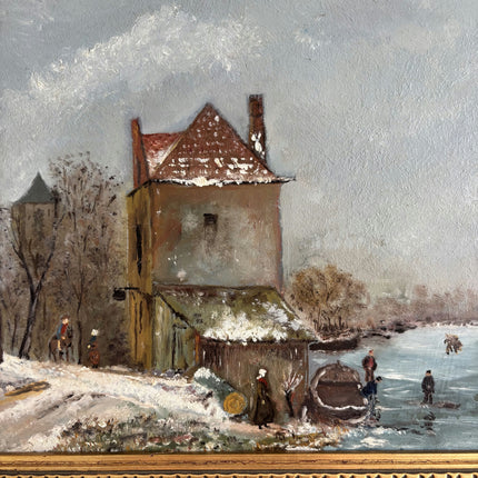 Elegant Winter Landscape Oil Painting "Gold Frame" Detailed Art Holland Art Shop