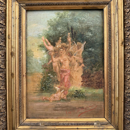 after Bouguereau 19th Century Antique Figurative Oil Painting "Dancing" Art Holland Art Shop