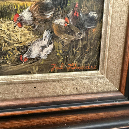 Original Animals Oil Painting "Barnyard Chickens" Timeless Art Holland Art Shop