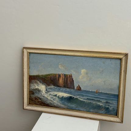Vintage Interior Oil Painting "Framed Seascape" Rustic Art Holland Art Shop