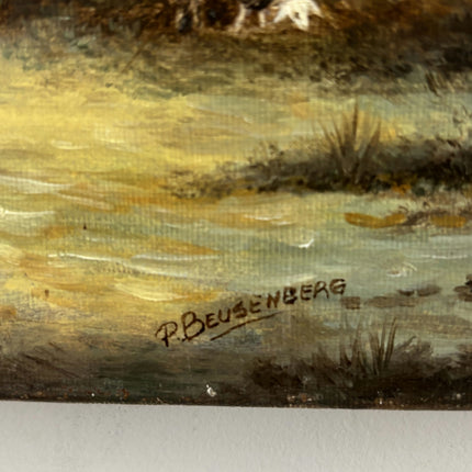 Handcrafted Animals Oil Painting "Thatched Barn" Timeless Small Artwork Holland Art Shop