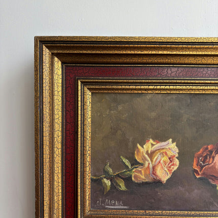 Classic Floral Still Life Oil Painting "Framed Roses" Handcrafted Artwork Holland Art Shop