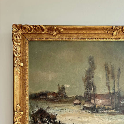 Classic Winter Landscape Oil Painting "Gilded Frame" Traditional Belgique Art Holland Art Shop