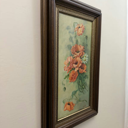 Authentic Floral Still Life Oil Painting "Orange Poppies" Spanish Artwork Holland Art Shop