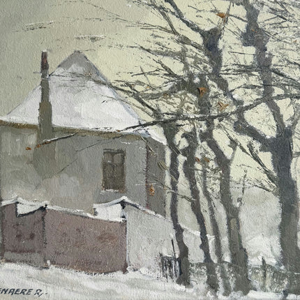 Expressive Landscape Oil Painting "Snowy House" Authentic Artwork Holland Art Shop