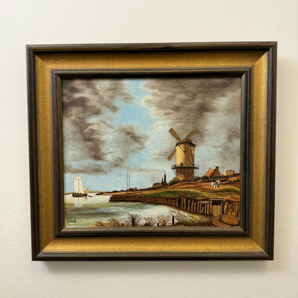 Vintage Scenery Oil Painting "Old Windmill" Elegant Artwork Holland Art Shop