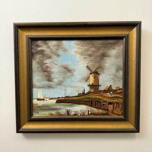 Vintage Scenery Oil Painting "Old Windmill" Elegant Artwork Holland Art Shop