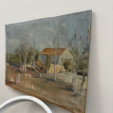 Original Landscape Oil Painting "Orange Roof House" Expressive Small Artwork Holland Art Shop